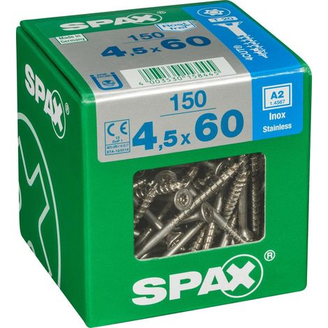 SPAX Tornillo universal acero inoxidable A2,4,5x60 mm,150 piezas - Cartón XL-4197000450606