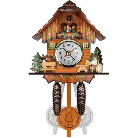 GABRIELLE Kuckucksuhr Wohnzimmer Wanduhr Vogel Kuckuck Wecker Wand Nordic Retro Holz Wohnzimmer Home Tageszeit Alarm 2,CN,A praktisch (1/5)