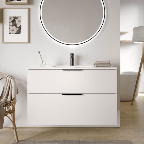 BERNSTEIN - Mobiletto bagno bianco lucido 100x46x62cm (LxPxA) 2 cassetti, maniglie cromate - TIM100	Bianco lucido, cromo