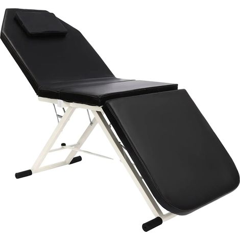 Table de massage, design portable, dossier réglable, noir (1/2)