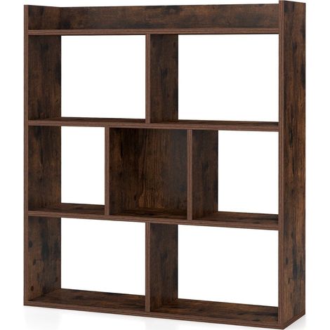 Libreria con 7 cubi, 80x20x90 cm, finitura caffè