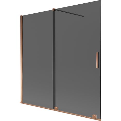 Mexen Velar mampara de baño de 2 hojas deslizables 160 x 150 cm, grafito, oro rosa - 896-160-000-41-60 (1/2)
