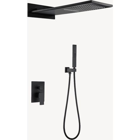 Unterputz-Duschsäule mit Kaskadenfunktion – Schwarz – Sirius
