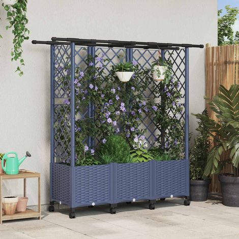 Teenpull – Hochbeet mit Rankgitter und Dach Grau 163,5 x 40 x 142 cm PP (1/5)