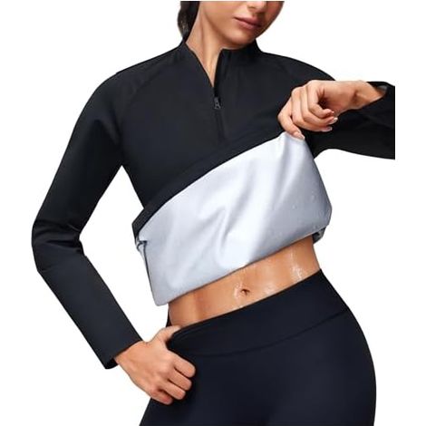 Sauna Shirt - Thermal Sweat Vest with Long Sleeves and Half Zip - Waist Trainer for Gym Workout - One Piece - Available in Sizes S to 5XL (1/3)