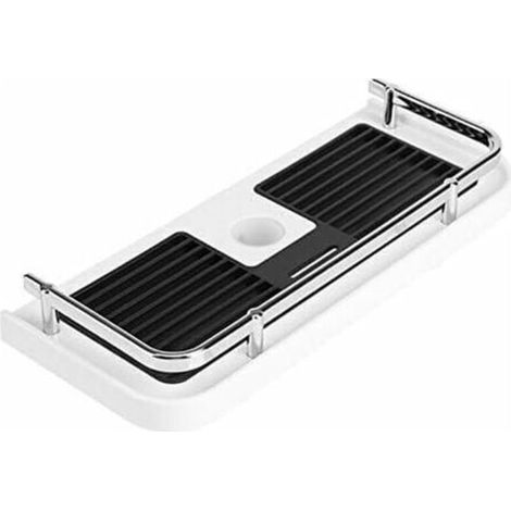 Sans Perçage étagère de Douche pour Rail de Douche, Réglable Tablette Barre de Douche, Organiseur de Salle de Bain pour Shampooing Pour 22-25mm Rail (1/4)