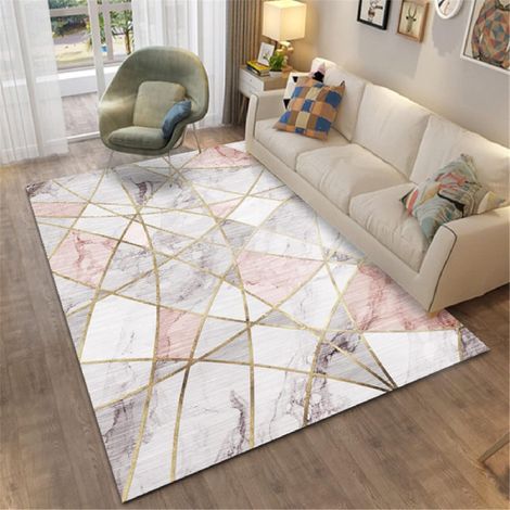 Norcks Tapis Salon Géométrique Style Moderne Gris Rose Résistant À L'Usure Tapis Doux Decoration Chambre Fille Ado Chambre Bebe,160 X 230CM