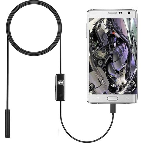 1 endoscopio, cable semirrígido, cámara de 7 mm, resolución HD, resistente al agua IP67, para Android y PC (1/5)
