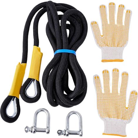 Corde de remorquage, corde de remorquage de sauvetage en plein air, corde de remorquage épaisse et épaisse, corde de tension haute performance, sangle de remorquage haute performance pour véhicules de (1/5)