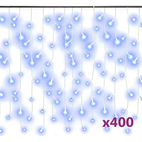 Rideau lumineux à glaçons LED 10m 400 LED Bleu 8 fonctions (1/5)