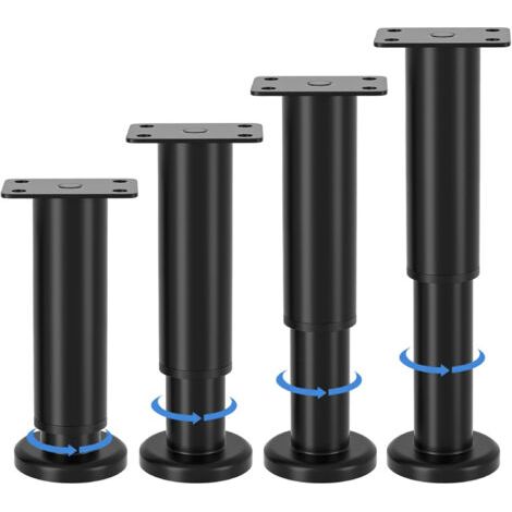 pieds de meubles réglables, hauteur ajustable de 8 à 12 cm, pieds de meubles en métal noir, pour armoires, meubles TV, lits, canapés, tables de chevet, chaises, meubles de salle de bain (1/5)