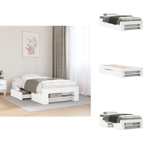 Bettgestell Weiß 90x190 cm Holzwerkstoff - Bettgestell - Bettgestelle - Bettrahmen - Bett (1/5)