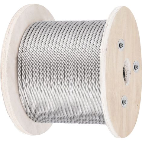 Câble en acier inoxydable 316, 152 m (500 pi), diamètre 4 mm (5/32 po), construction 1x19, résistance à la rupture de 1 500 kg (3 300 lb) pour garde-corps, terrasses et balustrades extérieures (bricol (1/5)