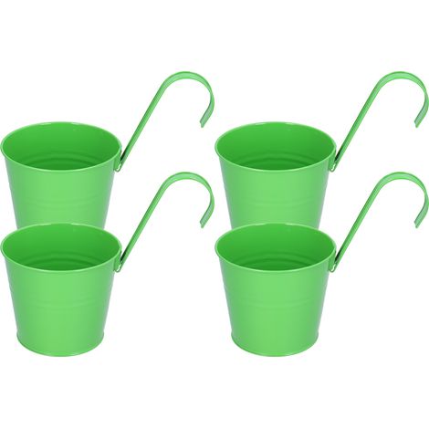 4 Pots de Fleurs Suspendus en Fer pour Plantes Grasses - Accessoire de Jardin et Balcon (Vert Démontable)