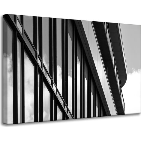 Lienzo impreso en blanco y negro. Construcción de 90x60 cm.