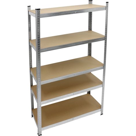 ECD Germany Scaffale per Officina in Metallo Scaffale per Carichi Pesanti 170x70x30 cm Fino a 350kg Scaffale Seminterrato Resistente 5 Pannelli in MDF Regolabile in Altezza Ripiano Senza Bulloni