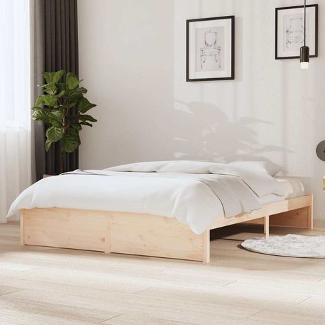 GBLY Cadre de lit sans matelas bois massif 140x190 cm (1/5)