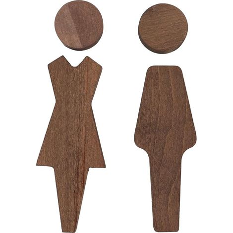 Lot de 2 panneaux de porte de toilettes en bois, pour hommes et femmes, pour portes et murs de toilettes. (1/5)