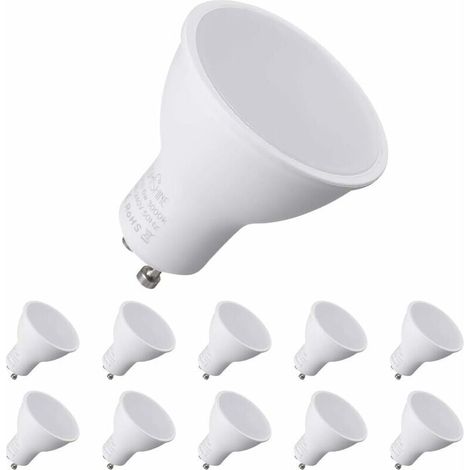GU10 LED Bulbs, 7W Equivalent to 70W Halogen Bulb, 550ml, Warm White 3000K, 120° Wide Beam Angle, LED Spot Bulbs, Pack of 10 [Energy Class A++] [Energy Class F]-LIAIKI
