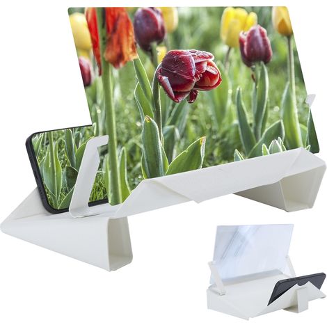 Amplificateur d'Écran Mobile 10 Pouces - Loupe Pliable 9D Anti-Lumière Bleue - Blanc (1/5)