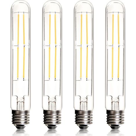 Ampoule E27 Dimmable LED 8W=80W Incandescence, Ampoule Tube E27 2700k Blanc Chaud 800lm AC220-240V, Ampoules LED Tubulaires T30 Décorative Style Vintage pour Lampes Murales, Lustres, Lot de 4 [Classe (1/5)