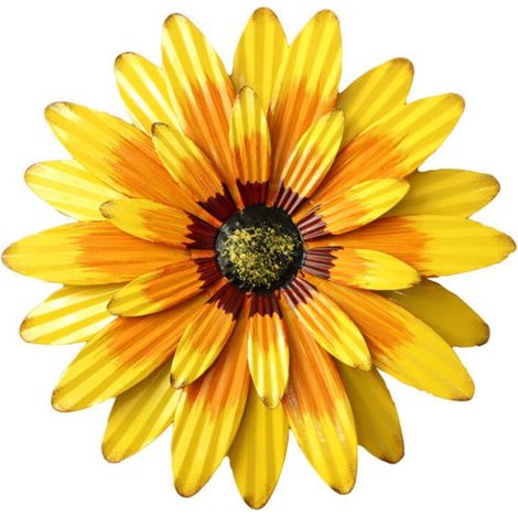 Metallblumen-Wanddekoration, große Metall-Gänseblümchen-Wandkunst, Gartendekoration, mehrschichtige hängende Blumenskulptur für Zäune (1/5)