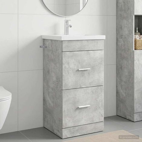 vidaXL Meuble de salle de bain avec évier Gris béton 42 x 40 x 84,5 cm (1/5)