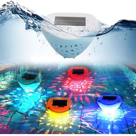 Éclairage de Piscine Flottante, LED Lumiere Piscine Solaire, IP67 Étanche & USB Rechargeables, 4 Couleurs & 6 Modes, Lampe Piscine pour Vase, Spa, Aquarium, Étang