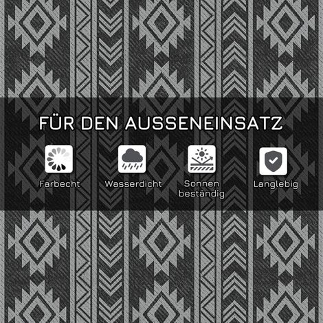 Tapis d'extérieur imperméable, motif réversible, fibre plastique de qualité, noir et gris, 182 x 274 cm (1/3)
