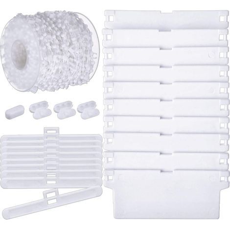 35Pcs 3,5pouces / 89mm Store Vertical Accessoires, 10 M Chaîne Inférieure Et 10 Pièces Connecteur De Chaîne, 12 Pièces Cintres Supérieurs, 12 Pièces Lattes De Poids Inférieurs (1/5)