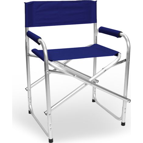 Sedia relax pieghevole Regista in alluminio con rivestimento in textilene blu