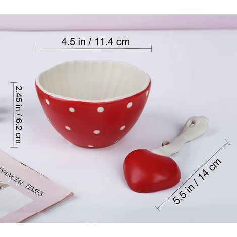 Mushroom Small Soup Bowls - Safety Matt Ceramics 4.3'' Rice Bowls, Pair With Cute Mushroom Spoon- Use For Noodles, Salad (1/4)