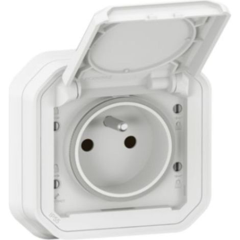 LEGRAND Prise avec terre étanche IP55 encastré PLEXO blanc
