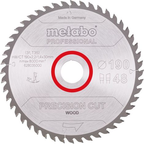 Lame de scie circulaire pour coupe précise du bois professionnel D190xB2,2xPerçage 30mm 48 dents WZ (1/3)