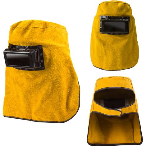 MINKUROW Casco Per Saldatura In Pelle, Maschera Protettiva Con Foro Traspirante, Maschera Per Saldatura Con Vetro Di Sicurezza Con Lente Auto Oscurante (1/2)