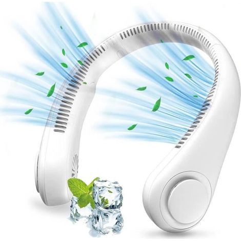 Ventilateur de cou silencieux - E.F.CONNECTION - 3 vitesses - Rechargeable par USB - Blanc (1/4)