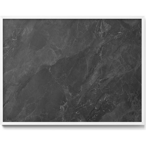 Tableau Magnétique en Métal Tableau pour Magnet - Motif Structure en pierre foncée - Minimaliste - Cadre Blanc - 80x60 cm - Plaque Magnétique