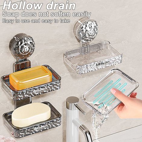 Porte-Produits De Salle De Bain - Support À Ventouses - Double Étage - En Plastique Épais - Pour Surfaces Lisses Non Poreuses - 13,6 x 9,6 x 23,8 cm (1/5)