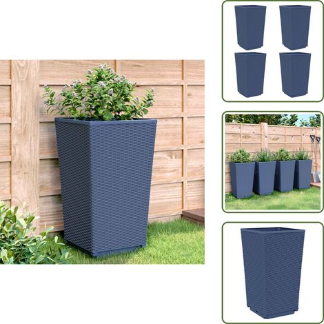 Jardineras de exterior - vidaXL Jardineras 4 unidades PP azul gris 32,5x32,5x57 cm - Jardineras de ratán