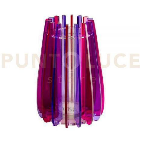 VASO PICCOLO IRIDE IN VETRO TRASPARENTE E CRISTALLO ACRILICO COLORE FUXIA