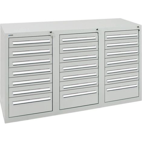 Stumpf Schubladenschrank Serie T-100/35-3, 21 Schubladen lichtgrau (18x100, 3x200mm) (1/3)