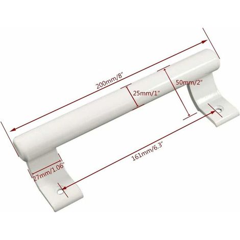 Poignée de porte coulissante en aluminium 200mm Poignée de porte en verre pour balcon Poignée de porte pour meuble de salle de bain Poignée en métal moderne (2 pièce Blanc ) (1/3)