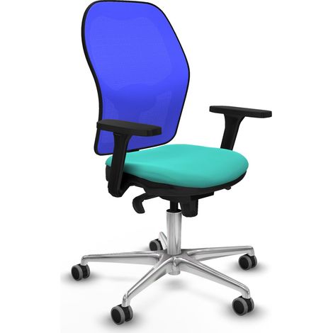 Jorquera sincro malla azul similpiel turquesa brazos 3D base aluminio ruedas 65mm engomada (1/5)