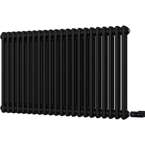 Alpha - Black Column Electric Radiator H600mm x W988mm 2 Column 900w Thermostatic WIFI (1/3)