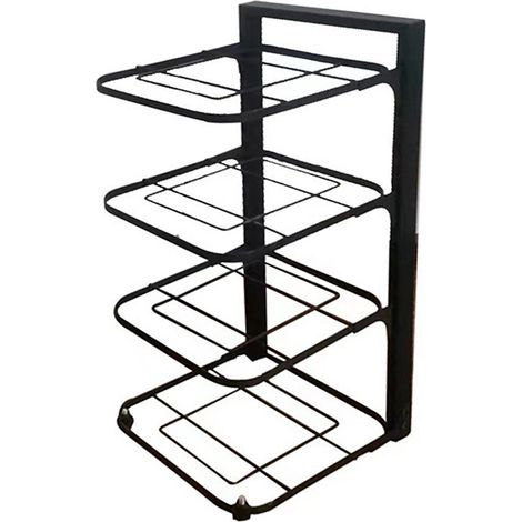 Étagère de cuisine en acier au carbone, noire, à plusieurs niveaux, organise-casseroles et poêles, 4 étages, 54x24x7cm (1/5)