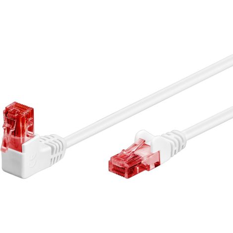 Cavo di rete Patch Connettore Angolato 90° gradi CCA Cat.6 UTP 2m Bianco (1/4)