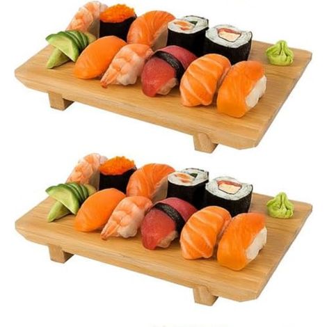 Planche A Sushi - En Bois De Bambou Naturel - 24 cm x 15 cm - Pour Rouleaux De Sushi Sashimi Et Nigiri - Lot De 2 (1/5)