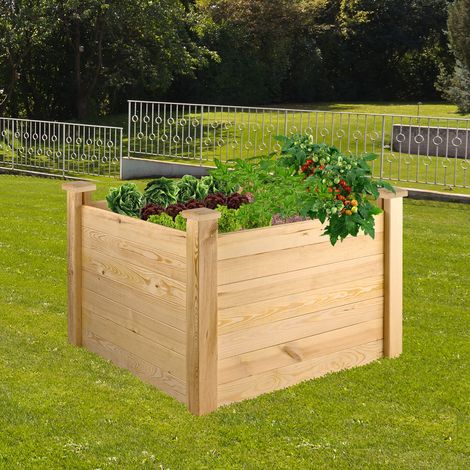 Holz Hochbeet Florian Pflanzbeet Pflanzenbeet Kiefer Gartenbeet 104x104x77 cm (1/4)