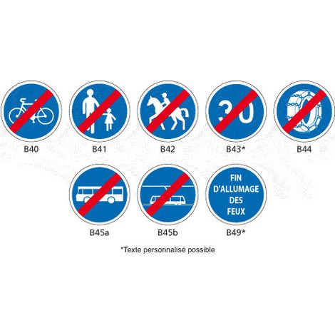 SIGNAUX DE FIN D'OBLIGATION - TYPE B (B40) - B42 - Diamètre 450 mm