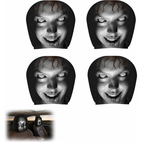 fundas para reposacabezas de coche, estampado terrorífico, decoración de Halloween (1/5)